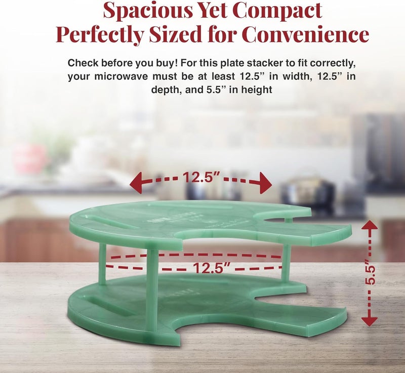 DoubleWave Teal Two Tier Microwave Plate Stacker | Reliable and safe for any day microwave dishes | Perfect food stacker for busy professionals | BPA Free microwave plate holder (Large) - Image 3